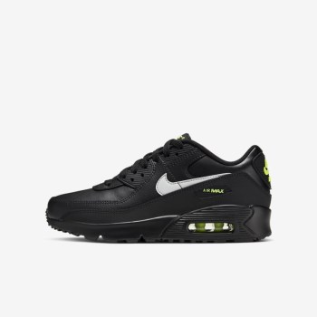 Nike Air Max 90 - Nagyobb Gyerek Air Max Trainers - Fekete/Világos Szürke